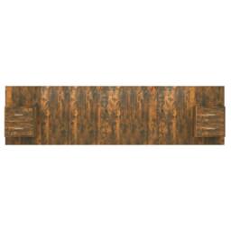 Berkfield Home Bed Headboard with Cabinets Smoked Oak Engineered Wood in Brown - thumbnail 4