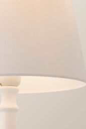ValueLights Victoria White Wood Traditional Stem Table Lamp with Fabric Tapered Shade - thumbnail 4