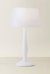 ValueLights Victoria White Wood Traditional Stem Table Lamp with Fabric Tapered Shade - thumbnail 3