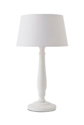 ValueLights Victoria White Wood Traditional Stem Table Lamp with Fabric Tapered Shade - thumbnail 6
