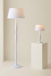 ValueLights Victoria White Wood Traditional Stem Table Lamp with Fabric Tapered Shade - thumbnail 8