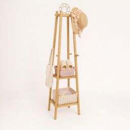 Rafaelo Mobilia Wooden Hallway Coat Rack Stand With 3 Shelves in Natural - thumbnail 9