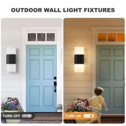 Harper Living Men's Outdoor LED Wall Lights, Up & Down Exterior Lamp with White Shade in Black - thumbnail 3