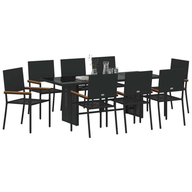 Berkfield Home Modern 9 Piece Garden Dining Set Black Poly Rattan - image 1