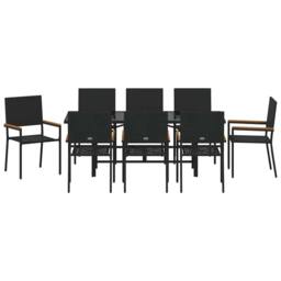 Berkfield Home Modern 9 Piece Garden Dining Set Black Poly Rattan - thumbnail 7
