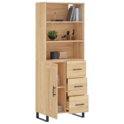 Berkfield Home Highboard Sonoma Oak 69.5x34x180 cm Engineered Wood in Light Brown - thumbnail 3