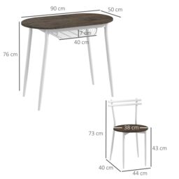 HOMCOM 3-Piece Dining Table & Chairs Set, Oval Kitchen Table with 2 Chairs Natural in Brown - thumbnail 3