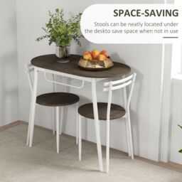 HOMCOM 3-Piece Dining Table & Chairs Set, Oval Kitchen Table with 2 Chairs Natural in Brown - thumbnail 6