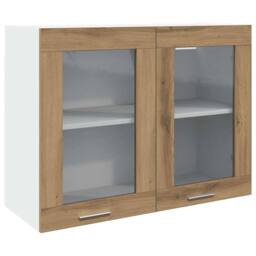 Berkfield Home Hanging Glass Cabinet Lyon Artisan Oak 80x31x60 cm Engineered Wood in Brown - Size: 80 x 31 x 60 cm - thumbnail 2