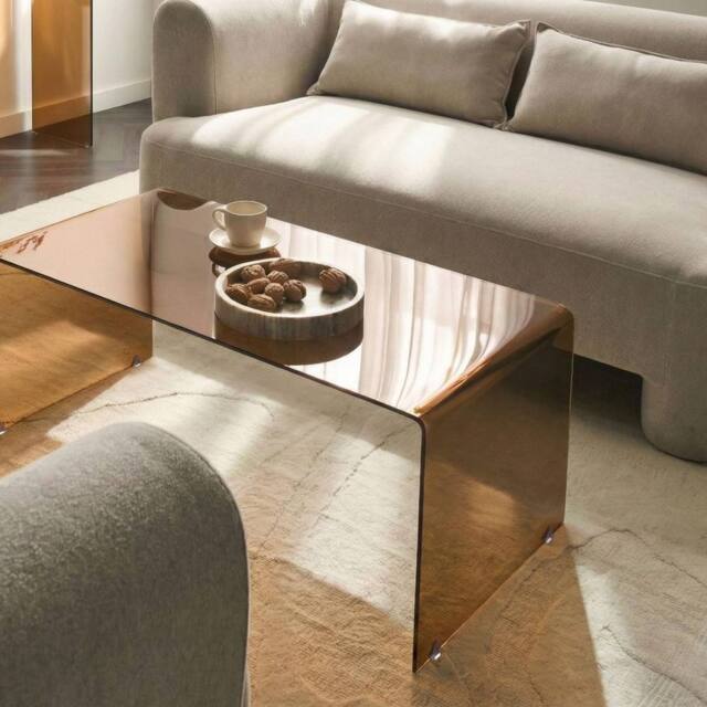 Wyld and Coco Modena Brown Tempered Glass Coffee Table 100 x 50 cm - image 1