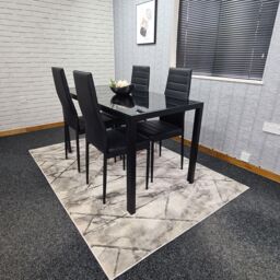 KOSY KOALA Dining Table & 4 Chairs Modern Black Glass Table With 4 Black Chairs Dining Room Furniture in Brown - thumbnail 7