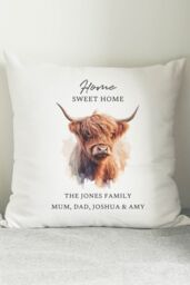 Personalised Memento Company Personalised Highland Cow Cushion in White - Size: 40 cm x 40 cm - thumbnail 4