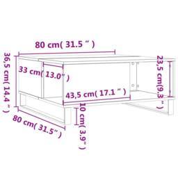 Berkfield Home Coffee Table Smoked Oak 80x80x36.5 cm Engineered Wood in Brown - thumbnail 9