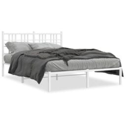 Berkfield Home Metal Bed Frame without Mattress with Headboard White 120x190cm - Size: 120x190 cm - thumbnail 2