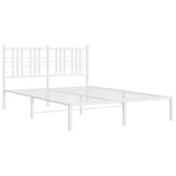 Berkfield Home Metal Bed Frame without Mattress with Headboard White 120x190cm - Size: 120x190 cm - thumbnail 3