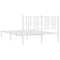 Berkfield Home Metal Bed Frame without Mattress with Headboard White 120x190cm - Size: 120x190 cm - thumbnail 6