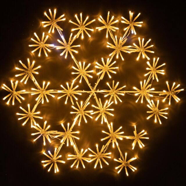 Shatchi 64Cm Starburst Snowflake Shape Silhouette with 300 Warm White LEDs Twinkling Micro LED Lights Christmas Display in Yellow - image 1