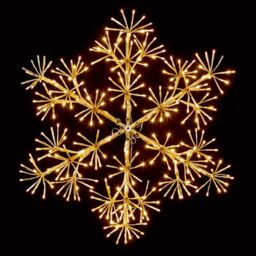 Shatchi 64Cm Starburst Snowflake Shape Silhouette with 300 Warm White LEDs Twinkling Micro LED Lights Christmas Display in Yellow - thumbnail 3