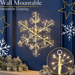 Shatchi 64Cm Starburst Snowflake Shape Silhouette with 300 Warm White LEDs Twinkling Micro LED Lights Christmas Display in Yellow - thumbnail 6