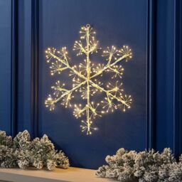 Shatchi 64Cm Starburst Snowflake Shape Silhouette with 300 Warm White LEDs Twinkling Micro LED Lights Christmas Display in Yellow - thumbnail 5
