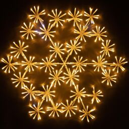 Shatchi 64Cm Starburst Snowflake Shape Silhouette with 300 Warm White LEDs Twinkling Micro LED Lights Christmas Display in Yellow