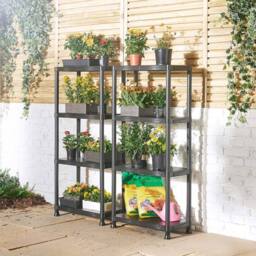 VonHaus 4 Tier Garage Shelving Units in Black - thumbnail 3