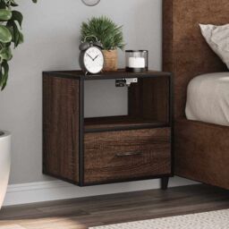 Berkfield Home Wall-mounted Bedside Cabinets 2 pcs Brown Oak 40x31x39.5 cm - thumbnail 1