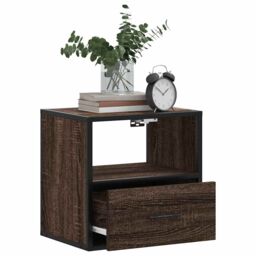 Berkfield Home Wall-mounted Bedside Cabinets 2 pcs Brown Oak 40x31x39.5 cm - thumbnail 4