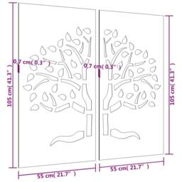 Berkfield Home Garden Wall Decorations 2 pcs 105x55 cm Corten Steel Tree Design in Brown - thumbnail 8