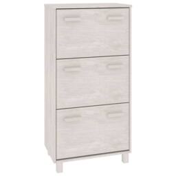Berkfield Home Shoe Cabinet HAMAR White 59.5x35x117 cm Solid Wood Pine - thumbnail 3