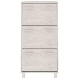 Berkfield Home Shoe Cabinet HAMAR White 59.5x35x117 cm Solid Wood Pine - thumbnail 1