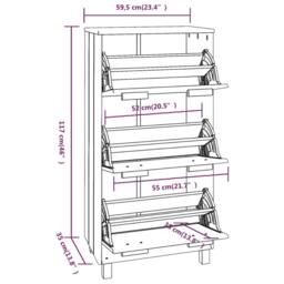 Berkfield Home Shoe Cabinet HAMAR White 59.5x35x117 cm Solid Wood Pine - thumbnail 9
