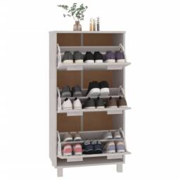 Berkfield Home Shoe Cabinet HAMAR White 59.5x35x117 cm Solid Wood Pine - thumbnail 7
