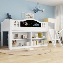 Matteo White Wooden Storage Bed with Blackboard - Single 3ft Kids Bed - thumbnail 6