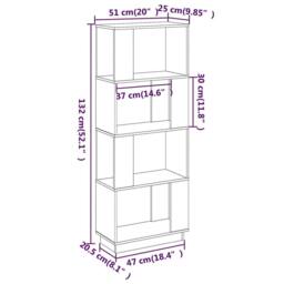 Berkfield Home Beautiful Book Cabinet/Room Divider White 51x25x132 cm Solid Wood Pine - Size: 51 x 25 x 132 cm - thumbnail 8