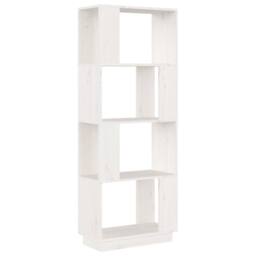Berkfield Home Beautiful Book Cabinet/Room Divider White 51x25x132 cm Solid Wood Pine - Size: 51 x 25 x 132 cm - thumbnail 3