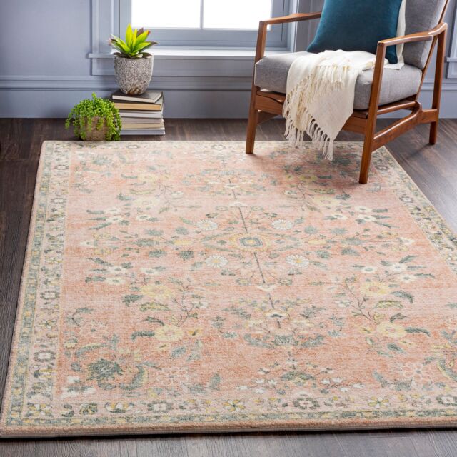 Livabliss Erin-Traditional Green Grey Cream Traditional Boho Living Dining Rug in Light Sand - Size: 200 cm x 275 cm - image 1
