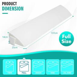 Costway Full Size Bed Wedge Pillow Bolster Triangle Pillow Long Gap Filler Side Pocket in White - thumbnail 2