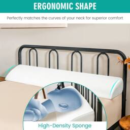 Costway Full Size Bed Wedge Pillow Bolster Triangle Pillow Long Gap Filler Side Pocket in White - thumbnail 4