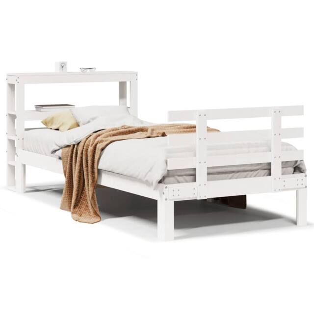 Berkfield Home Bed Frame with Headboard without Mattress White 75x190 cm Small Single - image 1
