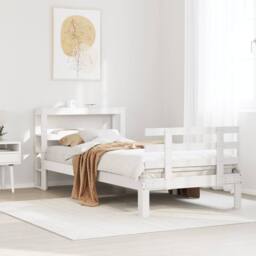 Berkfield Home Bed Frame with Headboard without Mattress White 75x190 cm Small Single - thumbnail 2