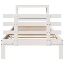 Berkfield Home Bed Frame with Headboard without Mattress White 75x190 cm Small Single - thumbnail 4