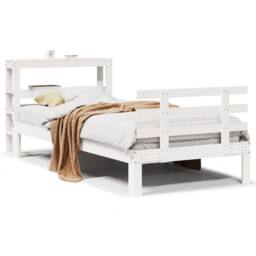 Berkfield Home Bed Frame with Headboard without Mattress White 75x190 cm Small Single - thumbnail 1
