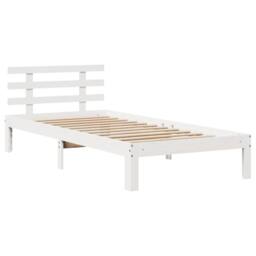 Berkfield Home Bed Frame with Headboard without Mattress White 75x190 cm Small Single - thumbnail 5