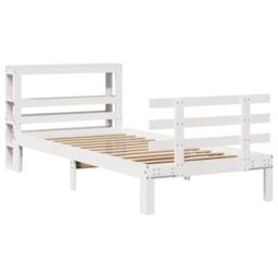 Berkfield Home Bed Frame with Headboard without Mattress White 75x190 cm Small Single - thumbnail 3