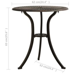 Berkfield Home Garden Table Bronze 62x62x65 cm Cast Aluminium in Brown - Size: 62 x 62 x 65 cm - thumbnail 6