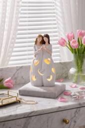 Living and Home Tabletop Decorative Resin Figurine Candle Holder for LED Tealight in White - thumbnail 1