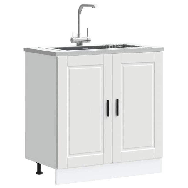 "Berkfield Home Sink Base Cabinet¬†""Porto"" White 80x46x81.5 cm¬†Engineered Wood - Size: 80x46x81.5 cm" - image 1