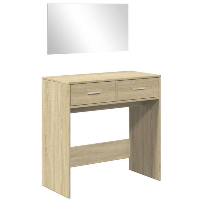 Berkfield Home Dressing Table with Mirror Sonoma Oak 80x39x80 cm in Light Tan - Size: 80 x 39 x 80 cm - image 1