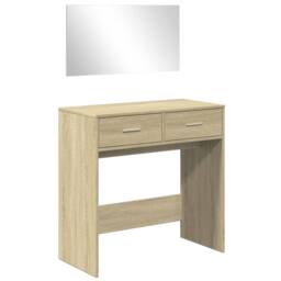 Berkfield Home Dressing Table with Mirror Sonoma Oak 80x39x80 cm in Light Tan - Size: 80 x 39 x 80 cm